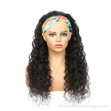 Wholesale Natural Brazilian Raw Virgin Cuticle Aligned Human Hair Vendor Water Wave Non Lace Wig For Black Women Headband Wigs